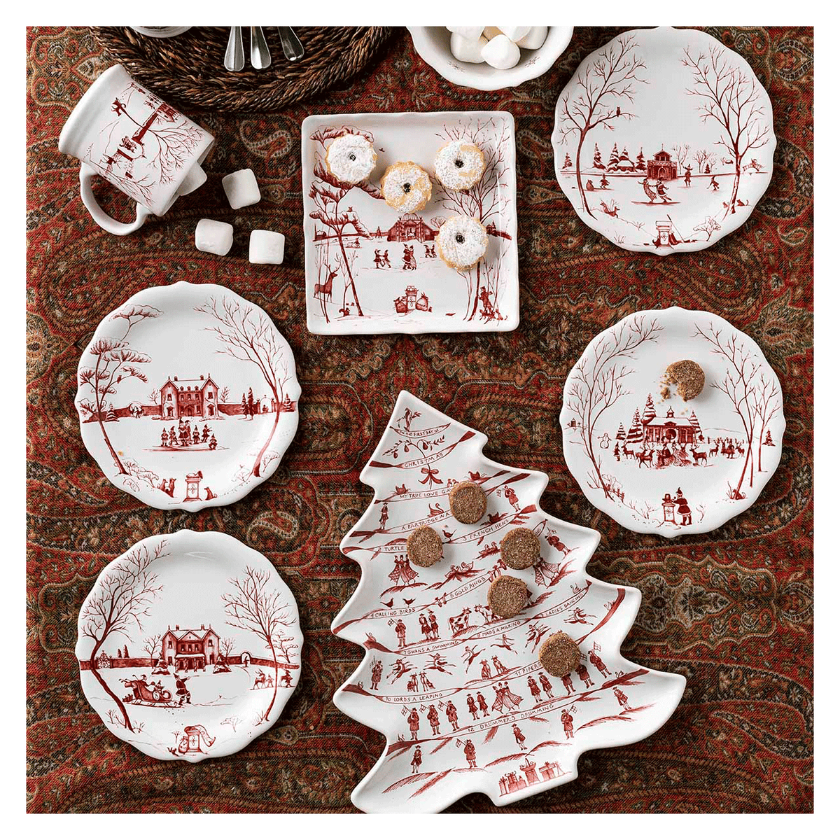 Juliska Country Estate Winter Frolic Party Plate Assorted Set/4