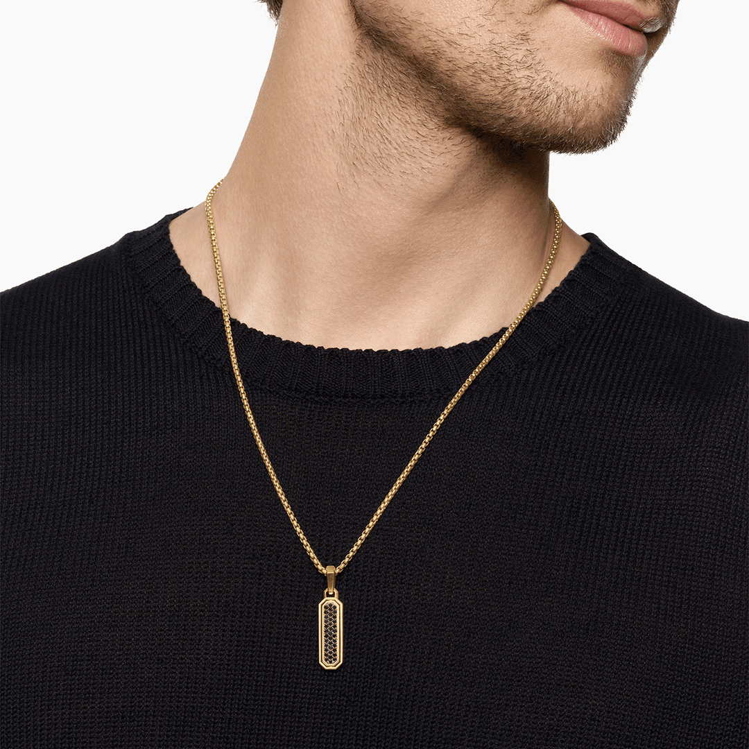 David Yurman Streamline Inlay Amulet 18k Yellow Gold with Black Onyx and Black Diamonds, 30.7mm