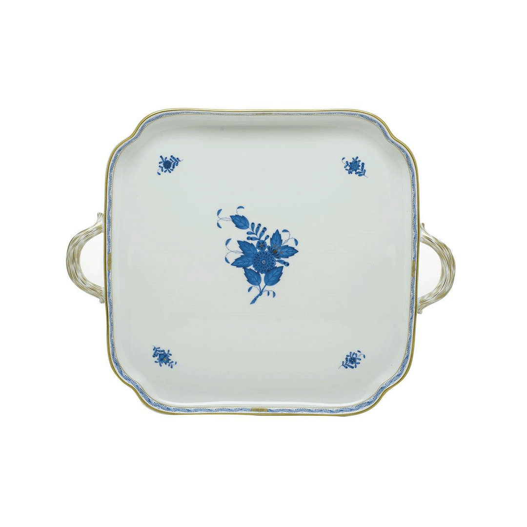 Herend Chinese Bouquet Blue Square Tray