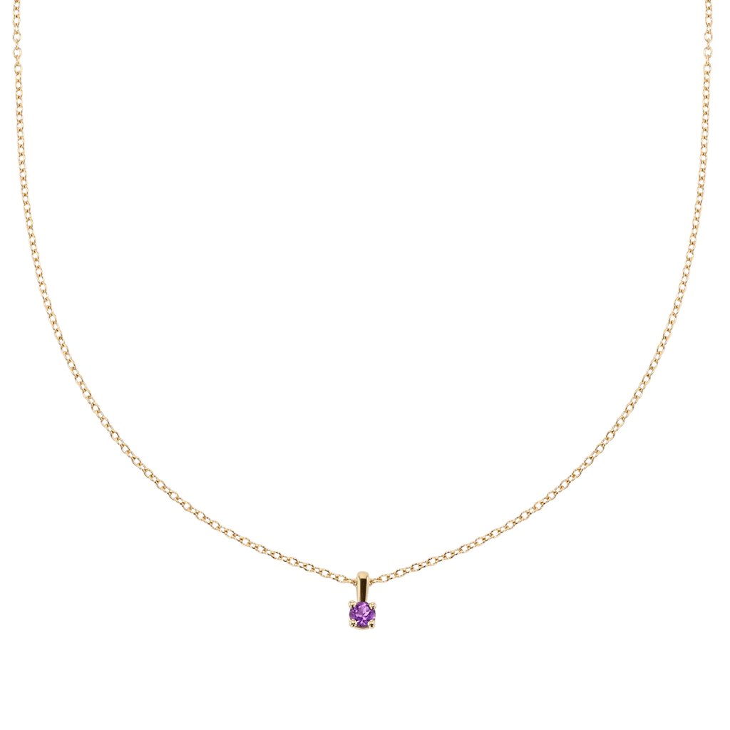 14k Yellow Gold and Amethyst Birthstone Pendant