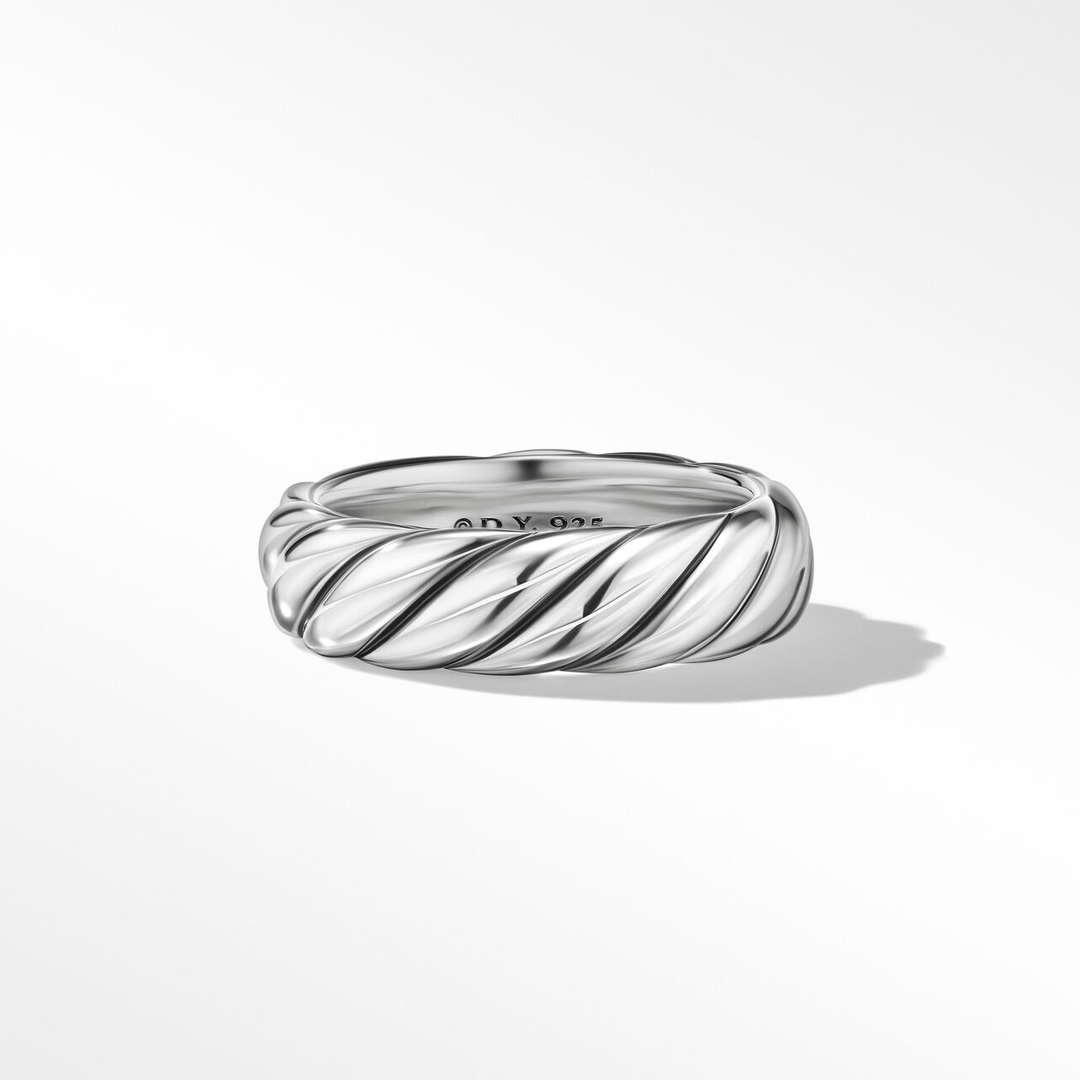 David Yurman Sculpted Cable Band Ring Sterling Silver, 6mm