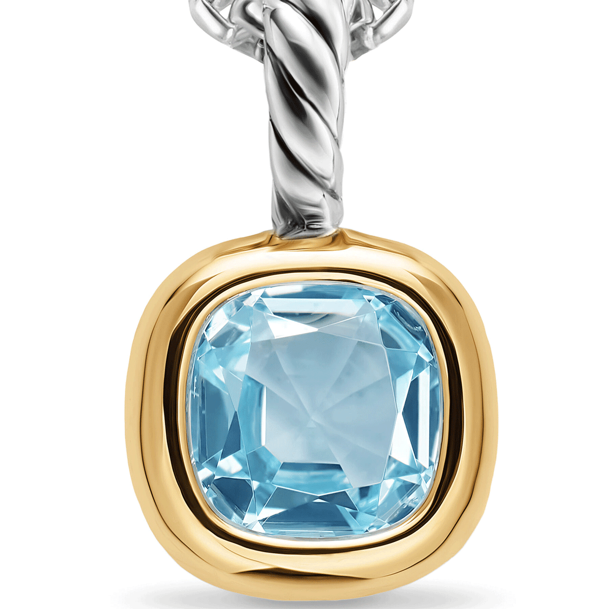 David Yurman Sterling Silver with 14K Yellow Gold and Sky Blue Topaz, 5.5mm Amulet