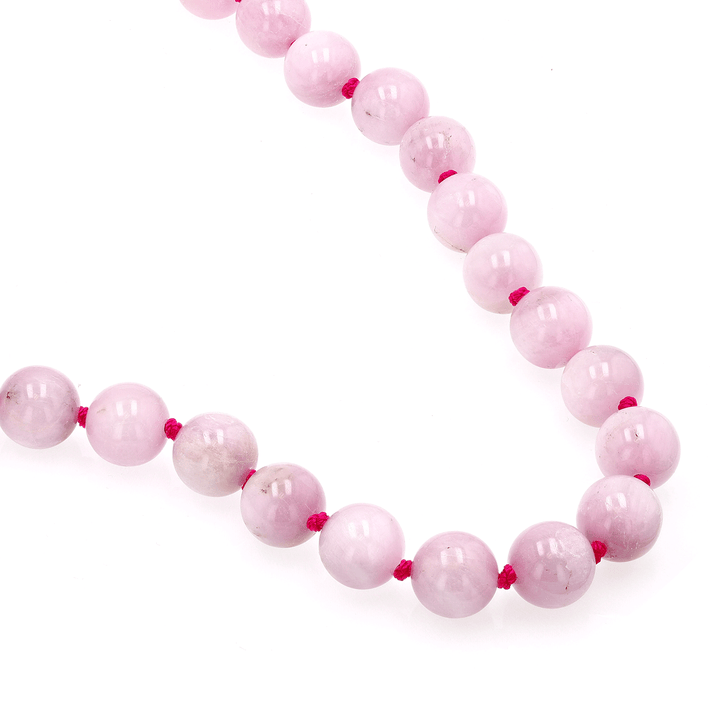 Hot-Pink Silk Kunzite Bead Necklace