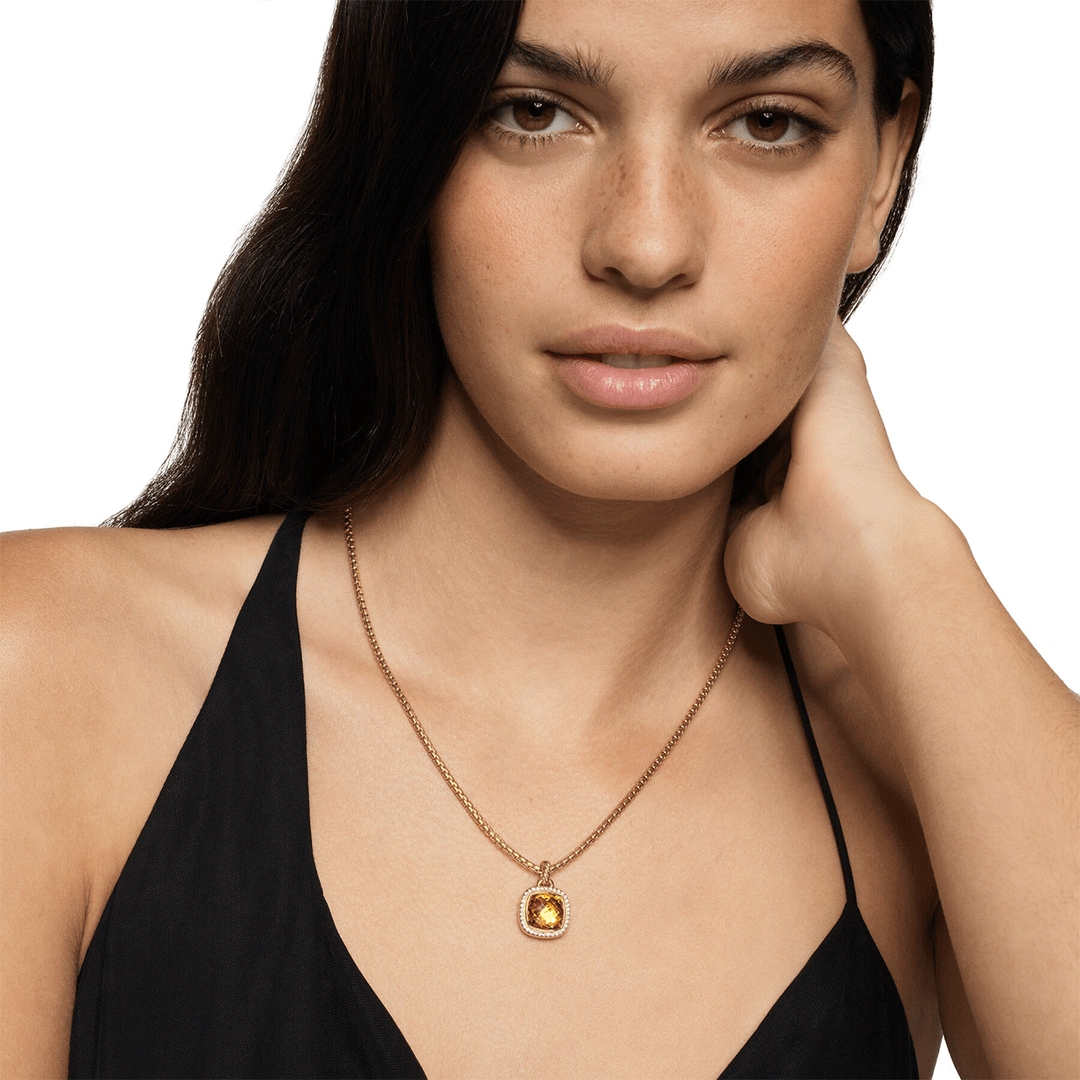 David Yurman Albion® Pendant 18K Yellow Gold with Citrine and Diamonds, 11mm