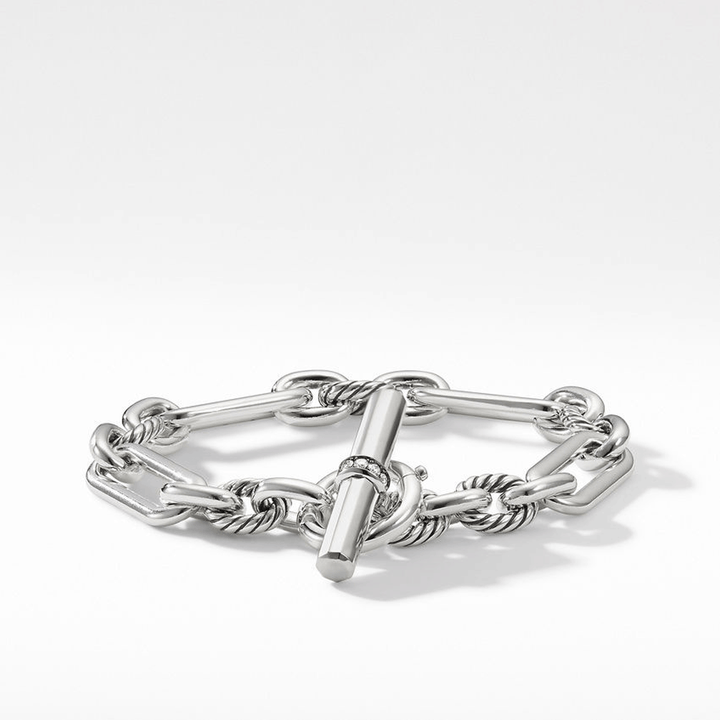 David Yurman Lexington Chain Bracelet Sterling Silver with Diamonds, 9.8mm