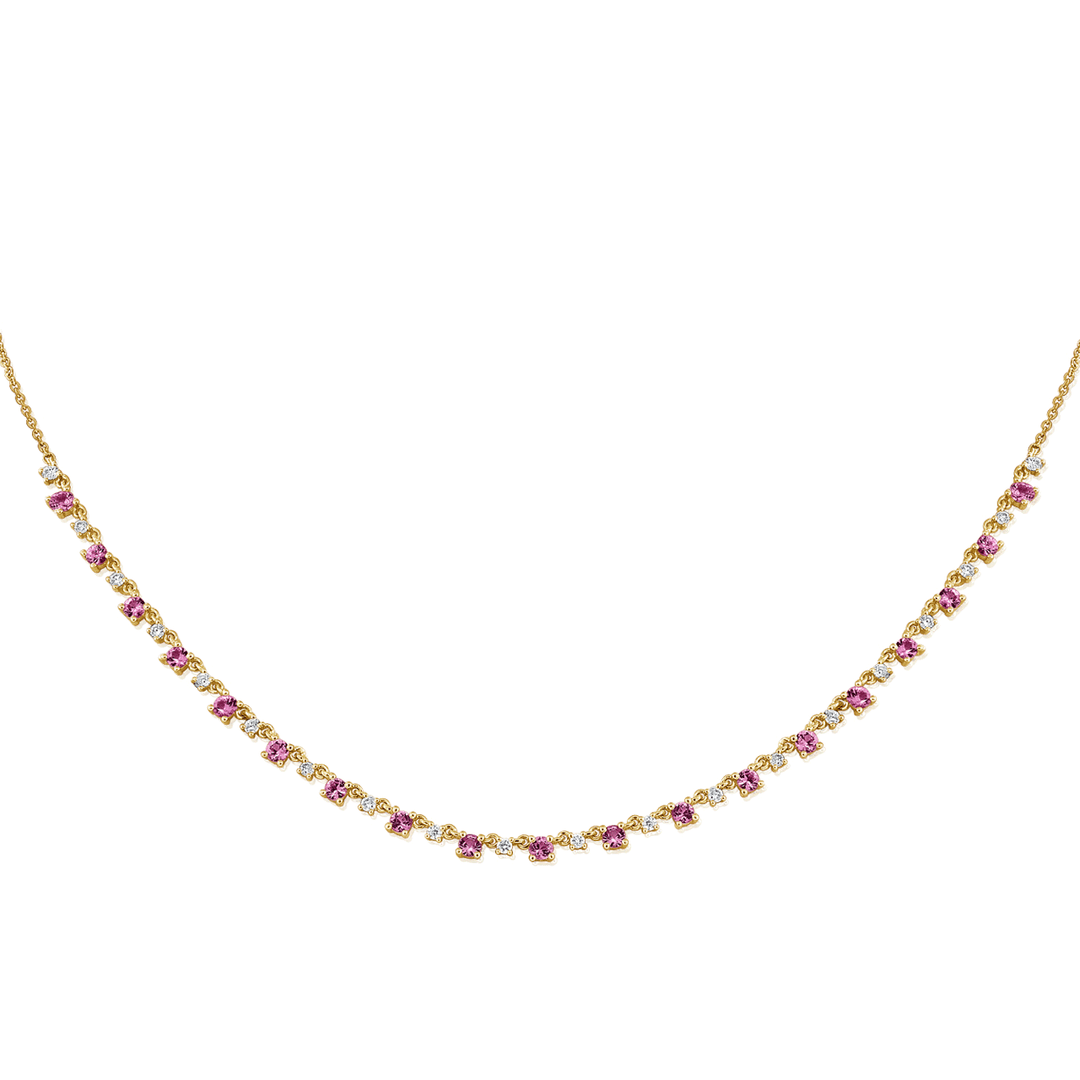 14k Yellow Gold and Pink Sapphire 1.90 Total Weight Necklace