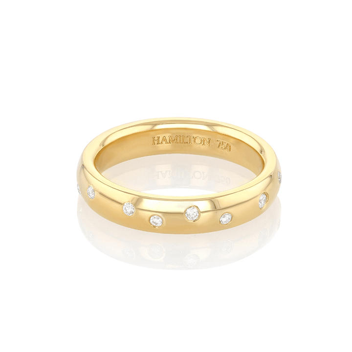 18k Yellow Gold and .25 Total Weight Diamond Comfort Fit Band