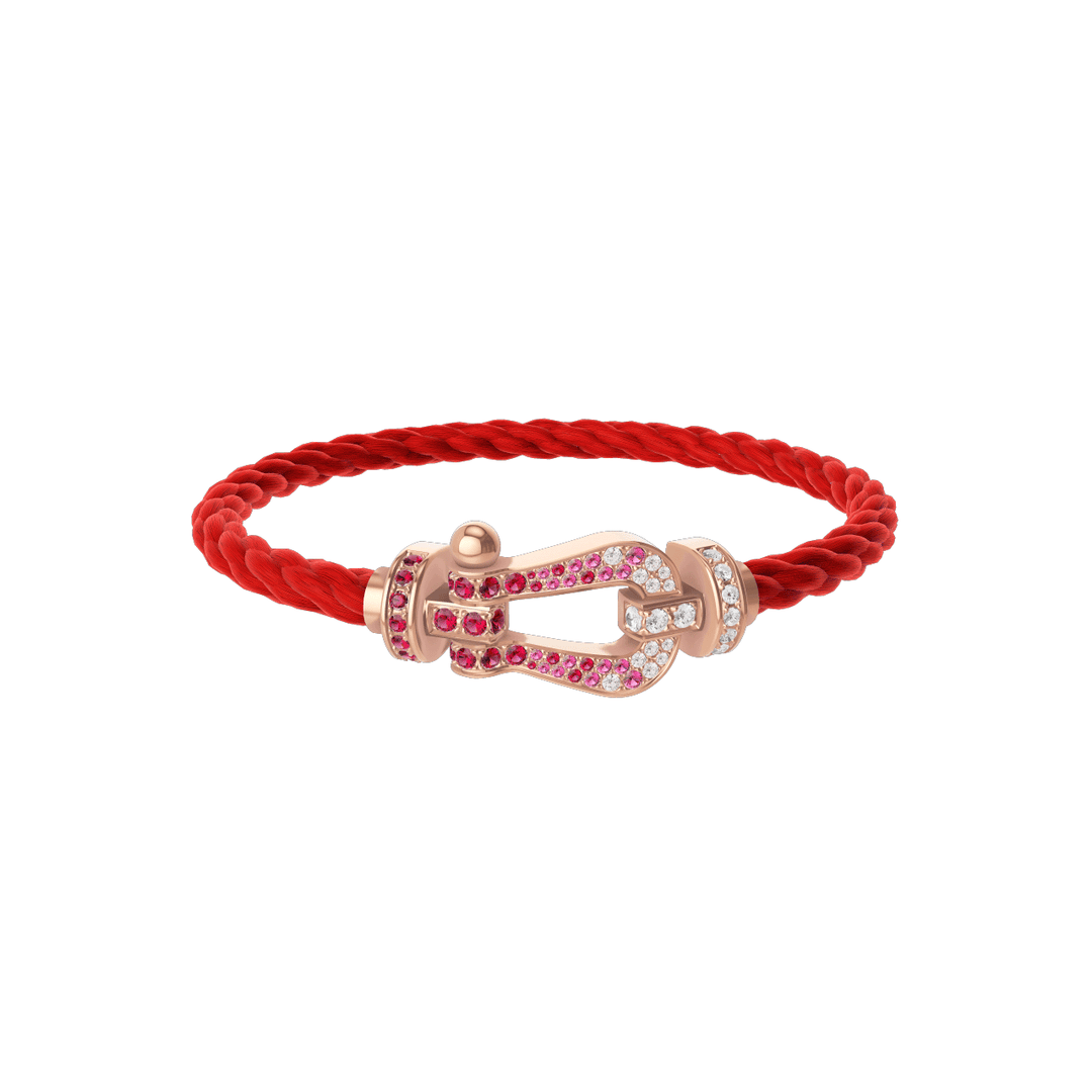 Fred FORCE 10 Red Cable 18k Rose Gold Diamonds and Red Gem Stone LG Buckle, Exclusively at Hamilton Jewelers