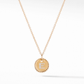 David Yurman E Initial Charm Necklace in 18k Yellow Gold with Pavé Diamonds