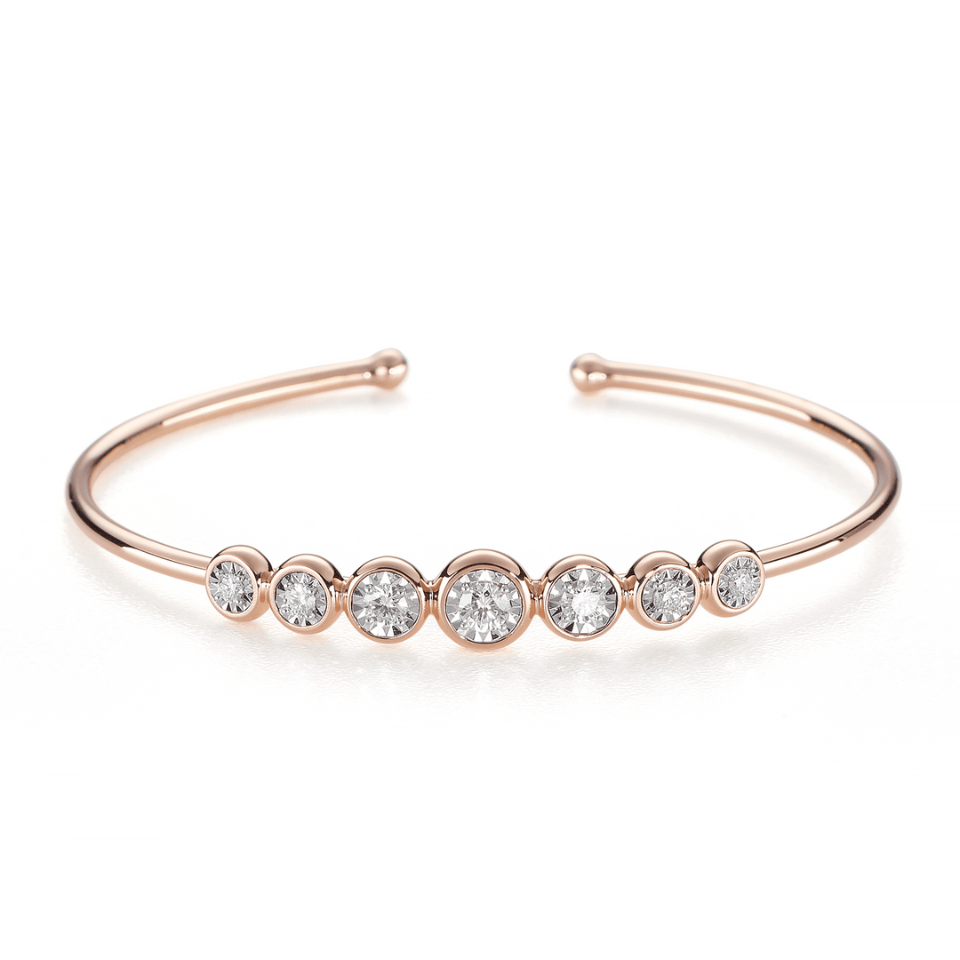 Boundless 18k Rose and Diamond .48 Total Weight Cuff Bracelet