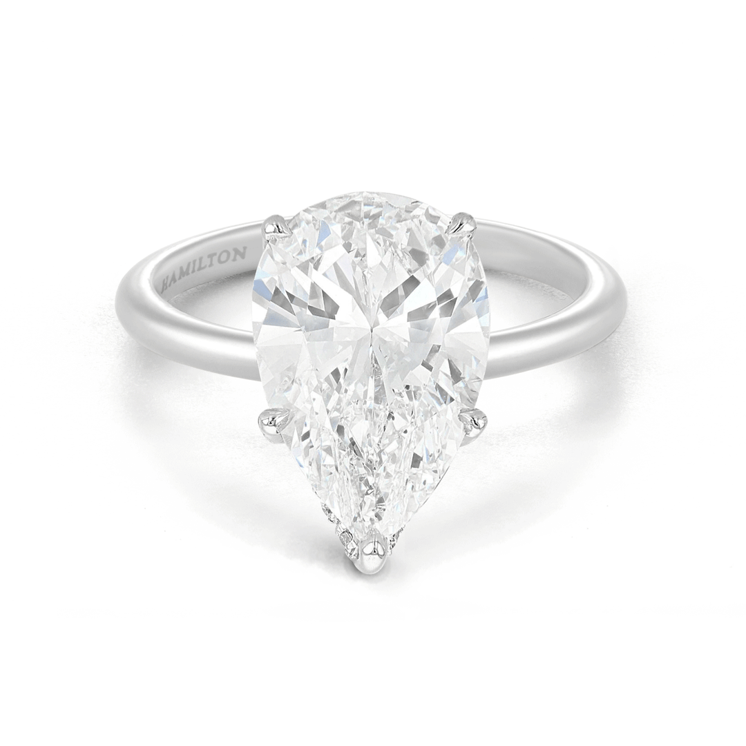 Hamilton Silhouette Collection Platinum and 5.02 Total Weight Pear Shape Diamond Engagement Ring