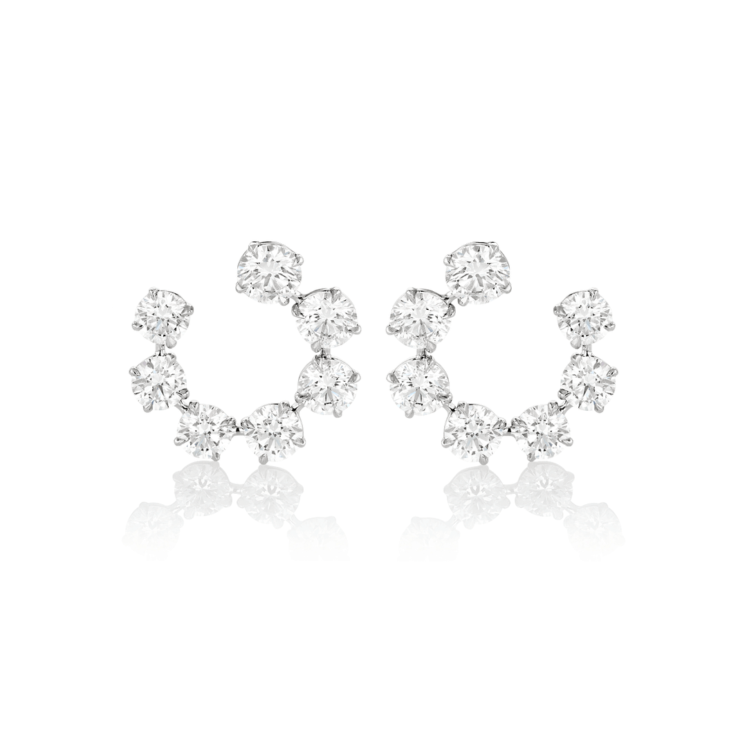 Platinum and 12.34 Total Weight Diamond Circle Earrings