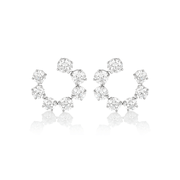 Platinum and 12.34 Total Weight Diamond Circle Earrings