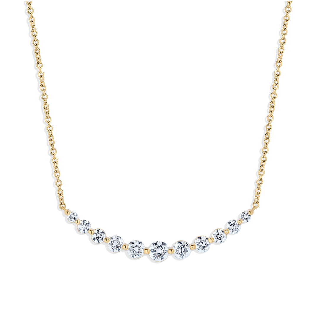 18k Yellow Gold Graduated Diamond 1.00 Total Weight Necklace
