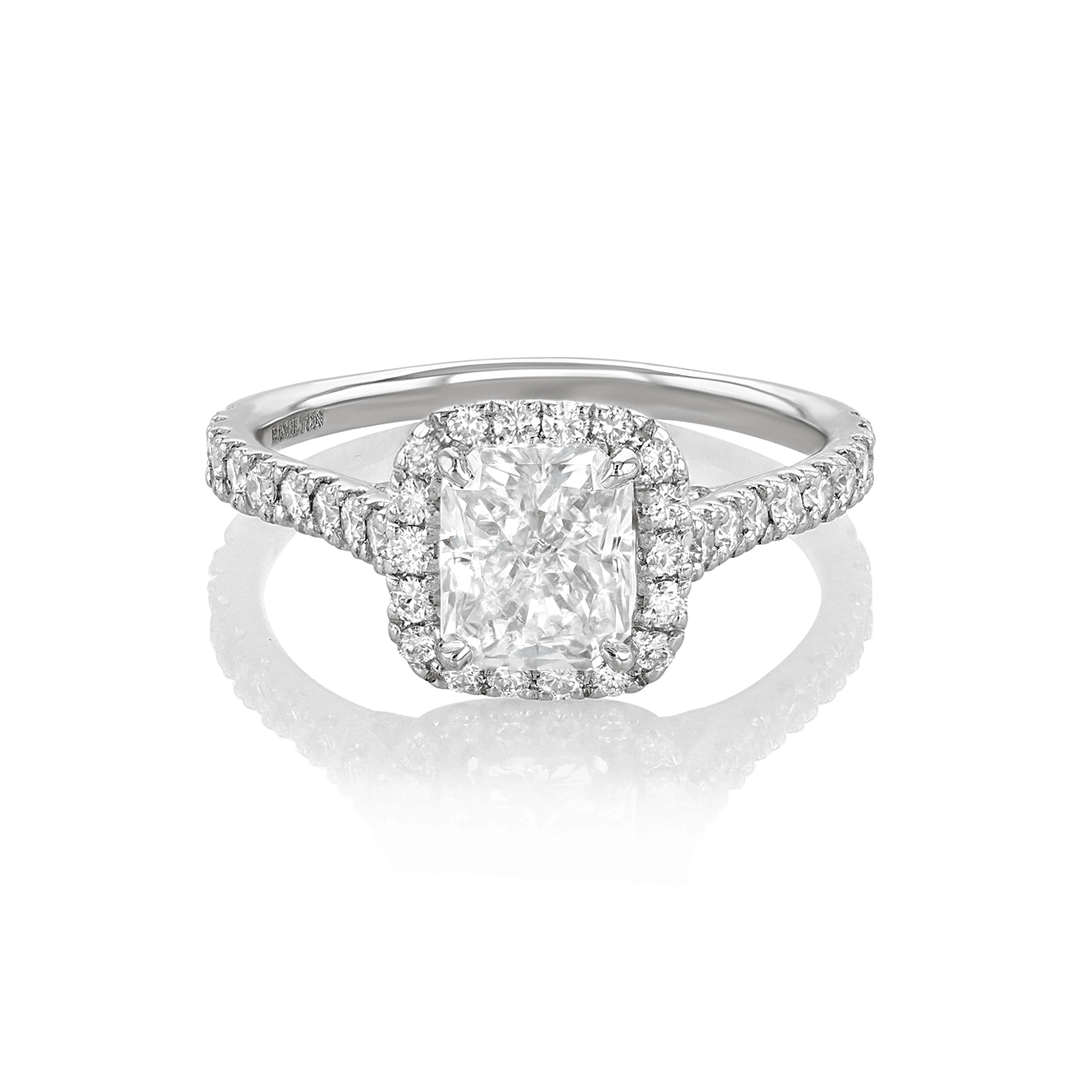 Hamilton Lisette Collection Platinum and Radiant Cut Diamond 1.50 Total Weight Engagement Ring