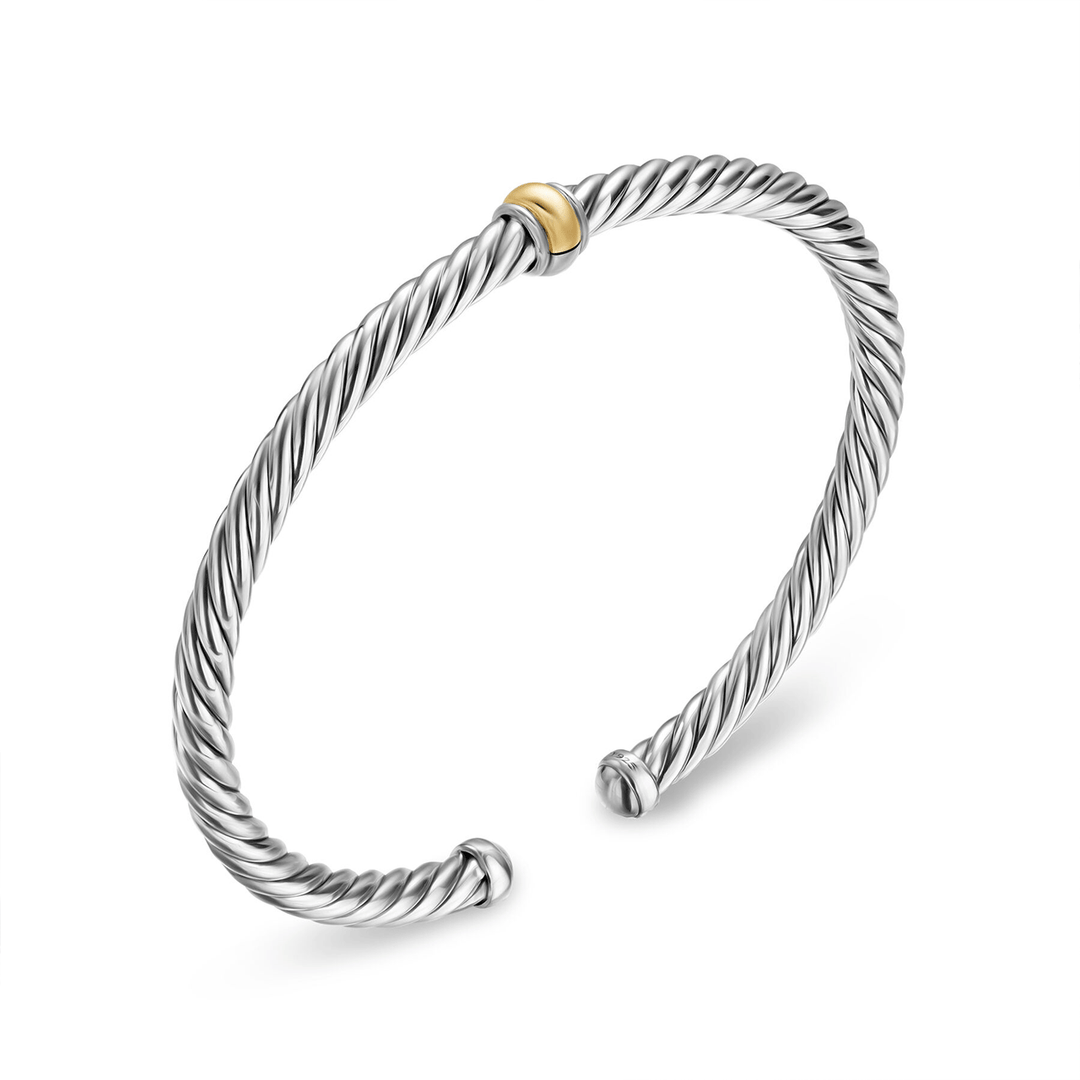 David Yurman Cable Flex® Station Bracelet Sterling Silver with 14k Yellow Gold, 4mm