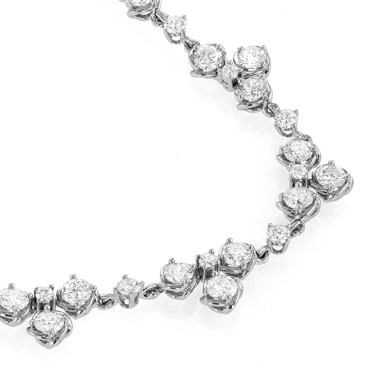 Duet 18k White Gold and 13.06 Total Weight Natural Diamond 18 Inch Necklace