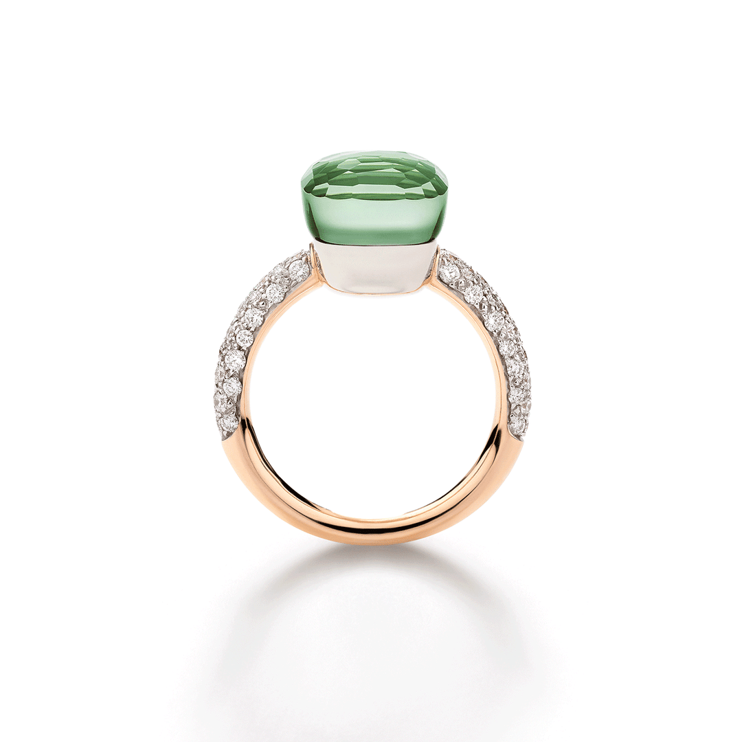 Pomellato Pomellato Nudo Classic 18k Rose White Gold Prasiolite and Diamond Ring