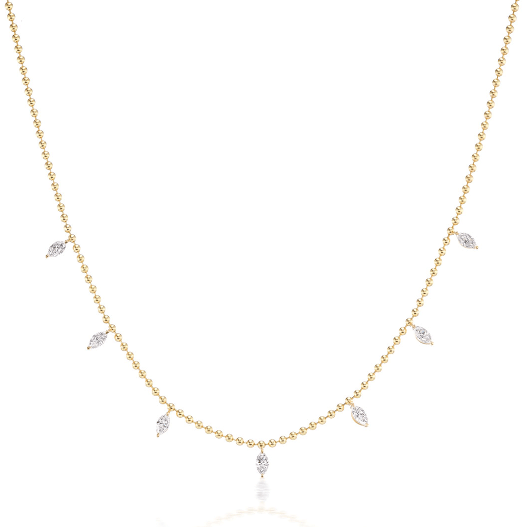 18k Gold and Marquise Diamond 1.38 Total Weight Station Necklace