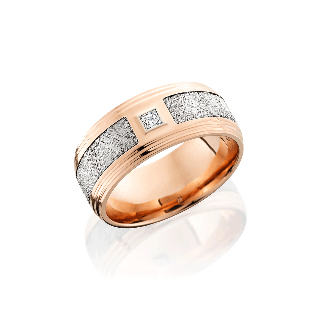 14k Rose Gold and Meteorite Diamond Band