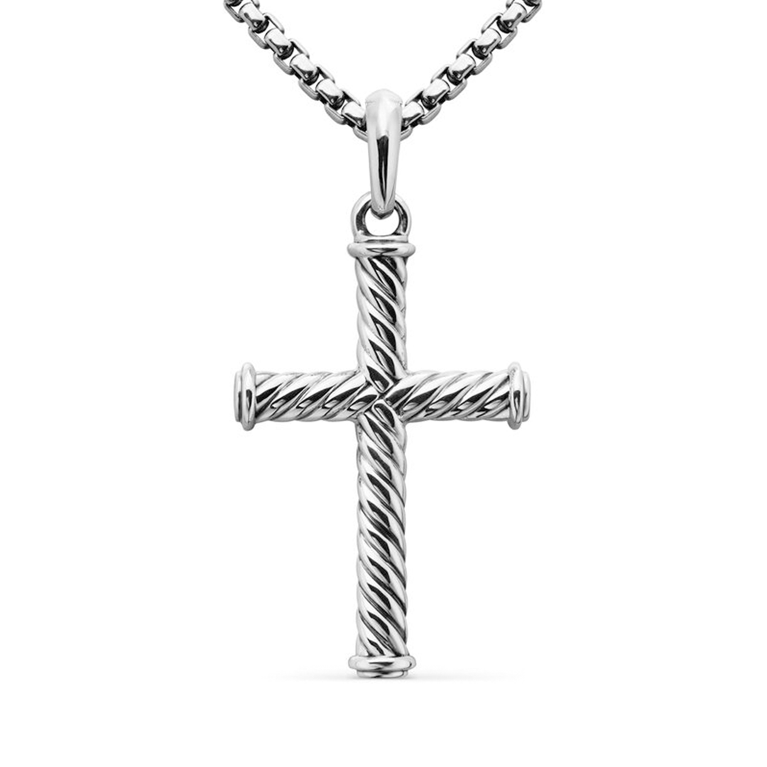 David Yurman Cable Cross Pendant Sterling Silver, 35mm