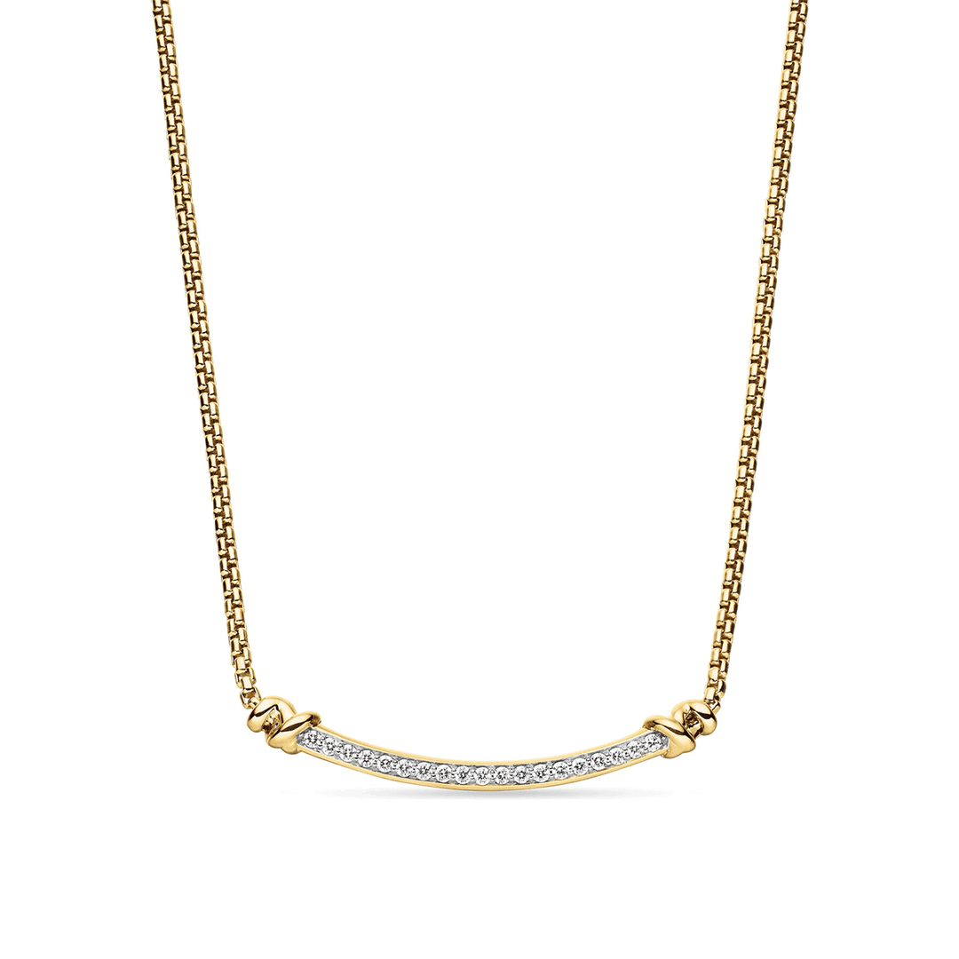 David Yurman Petite Helena Station Necklace in 18k Yellow Gold with Diamonds