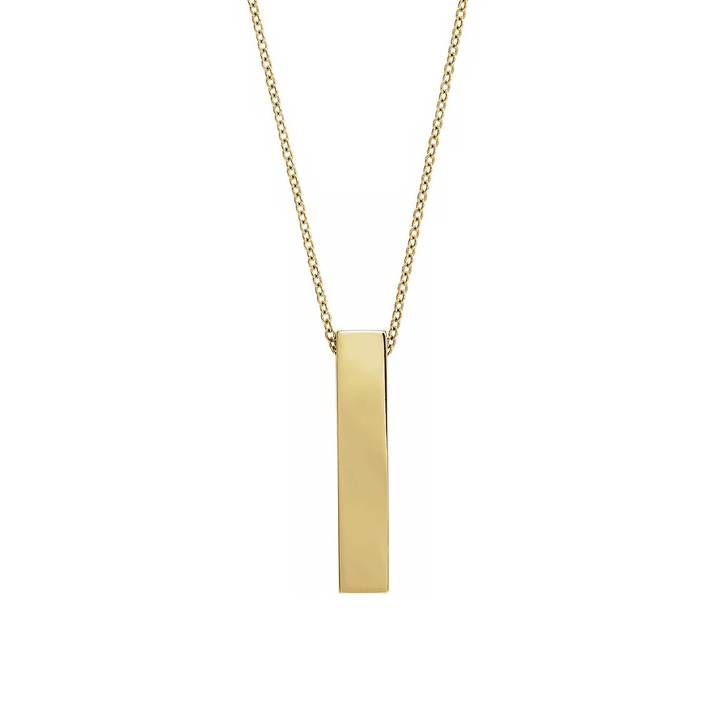 14k Yellow Gold Personalize Bar Drop Pendant