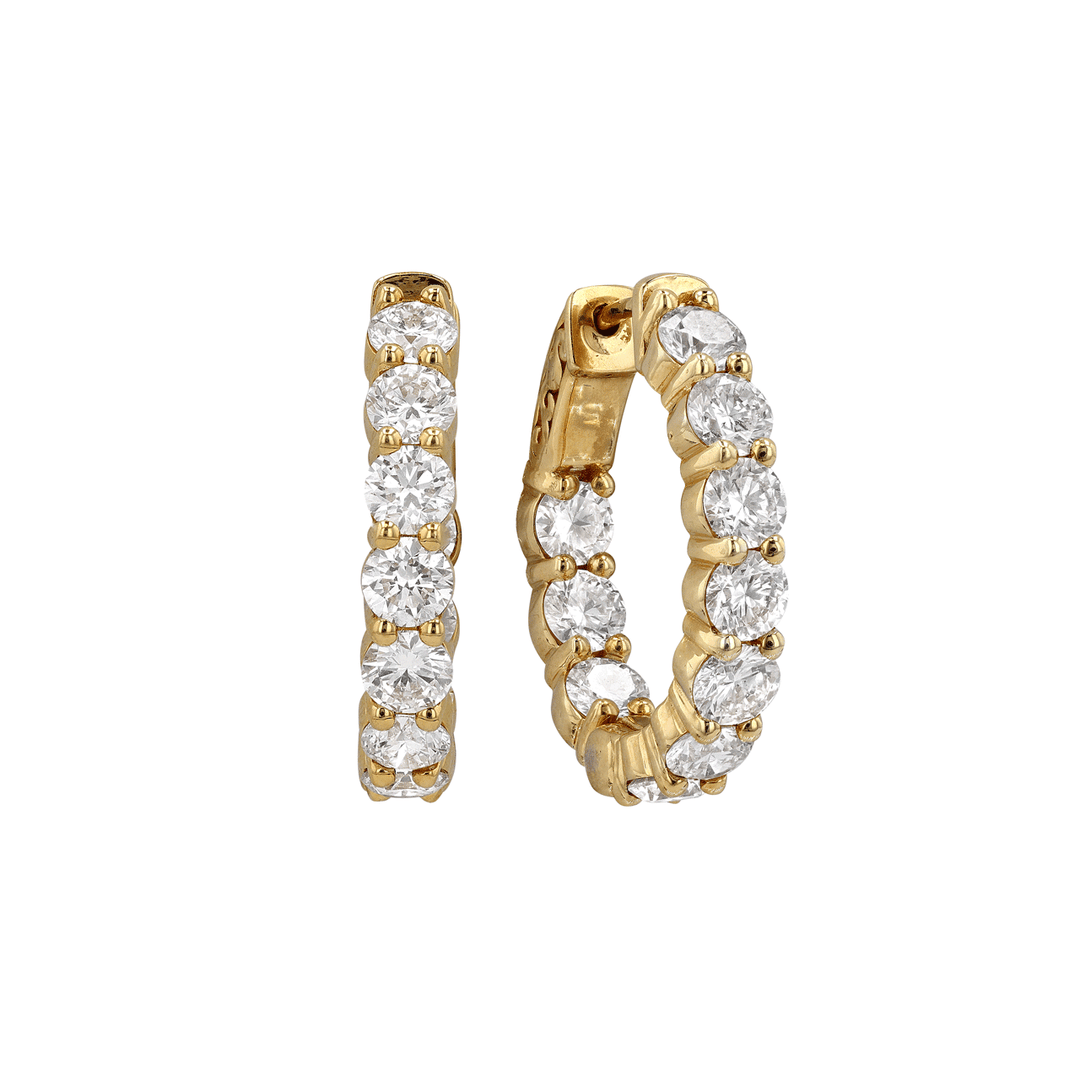18k Gold 23mm In Out Hoops With Natural Diamonds 4.39 Total Weight