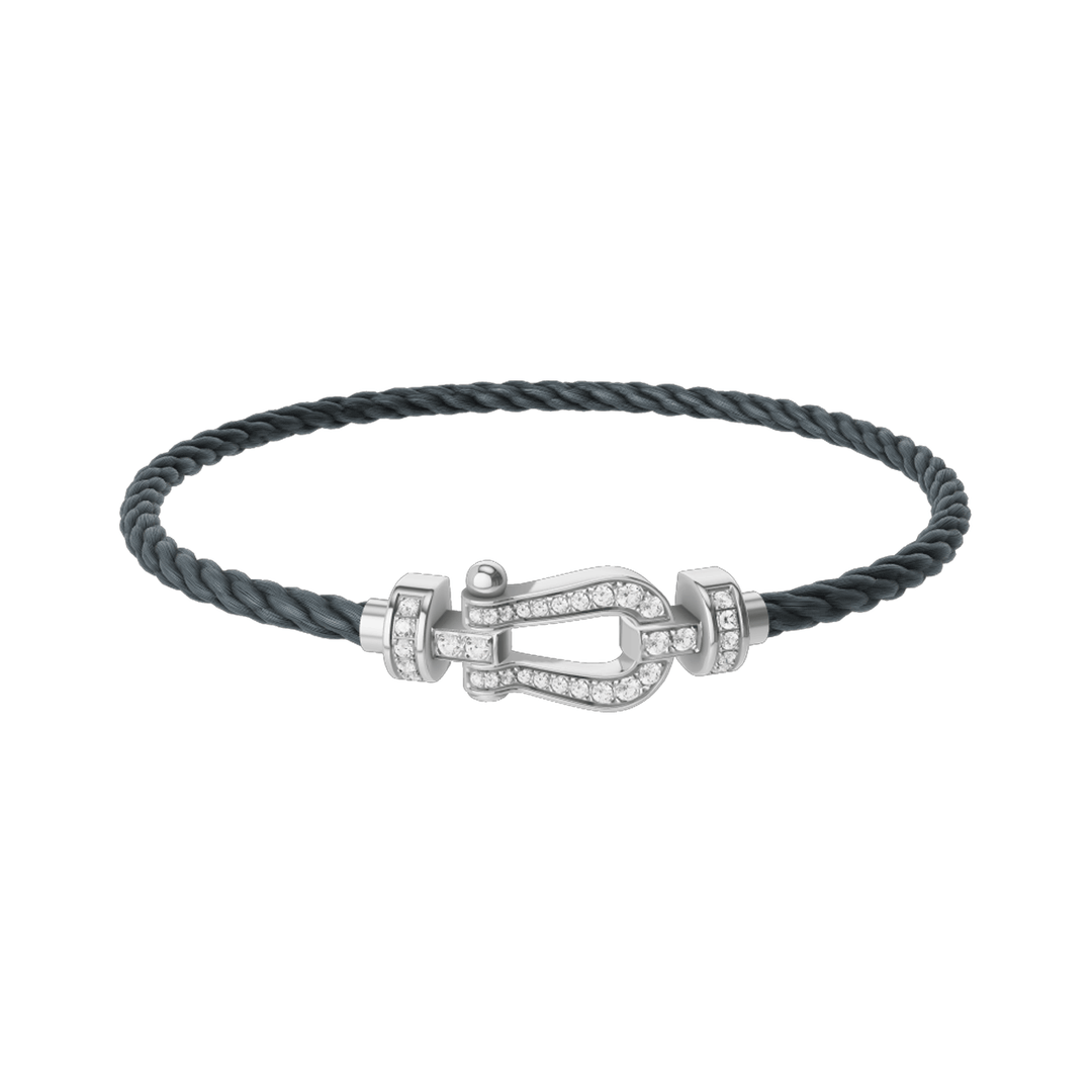 FRED Storm Grey Cord Bracelet with 18k White Diamond MD Buckle, Exclusively at Hamilton Jewelers